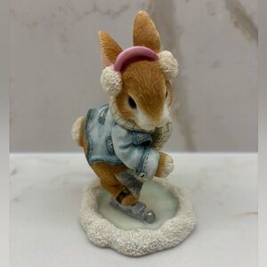 Vintage Enesco My Blushing Bunnies Faith Will Always Uphold You Skating Rabbit